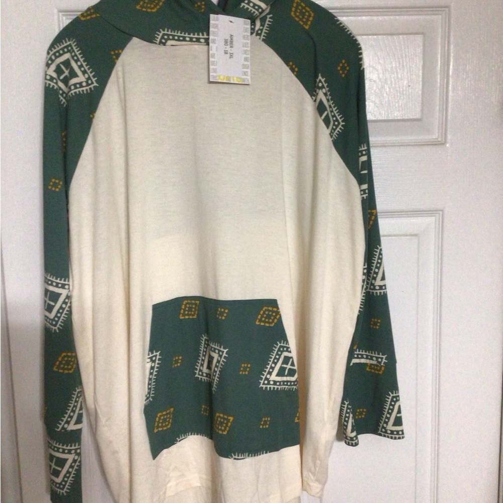 LuLaRoe Green and Cream Women's Sweater